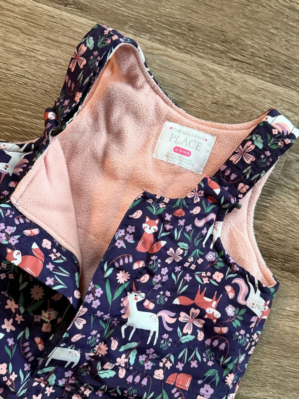 Unicorn Snow Bib pants 12-18 months Purple Puffer Overalls insulated snow pants